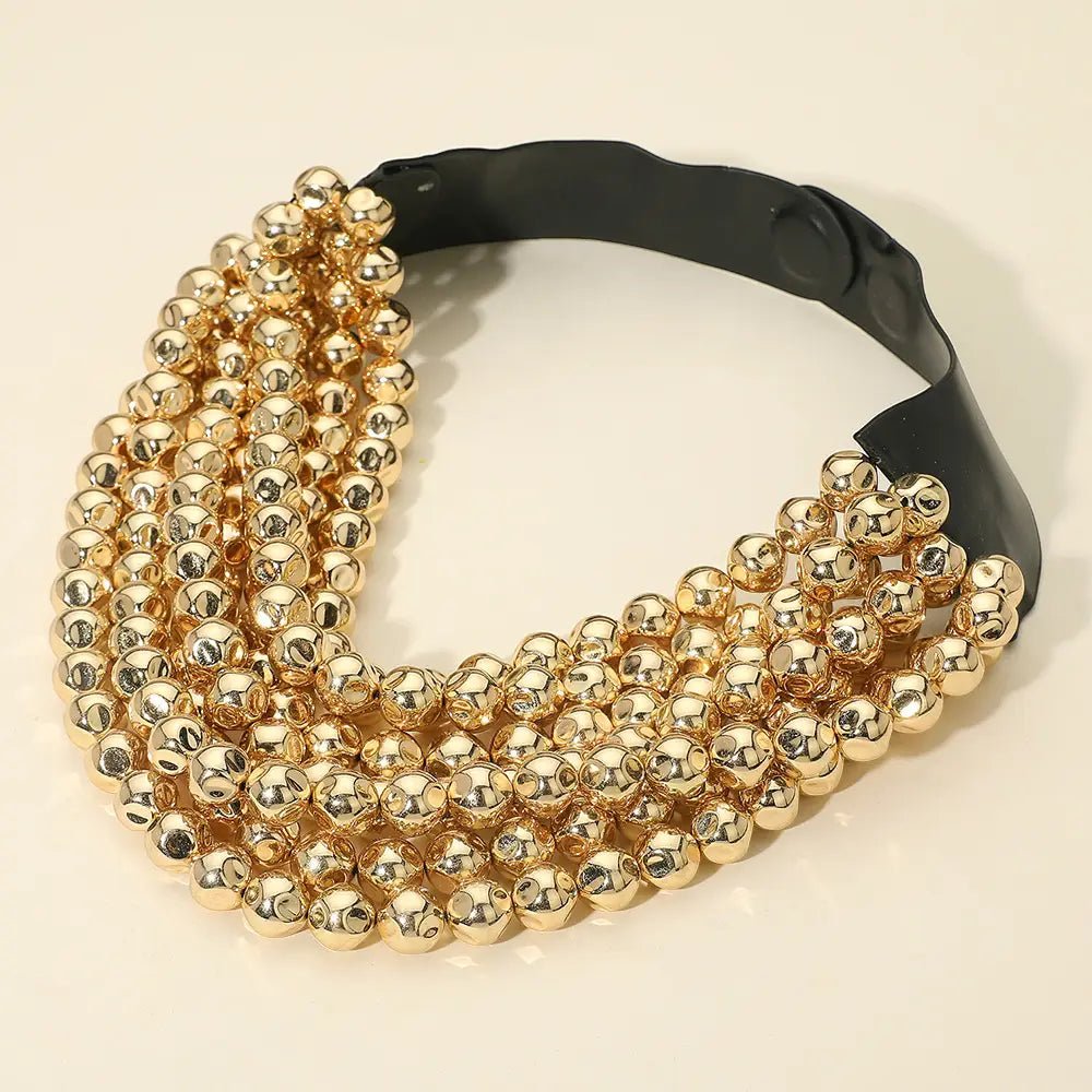 Chunky Acrylic Bead Layered Faux Leather Magnetic Necklace - Blissful Boutique