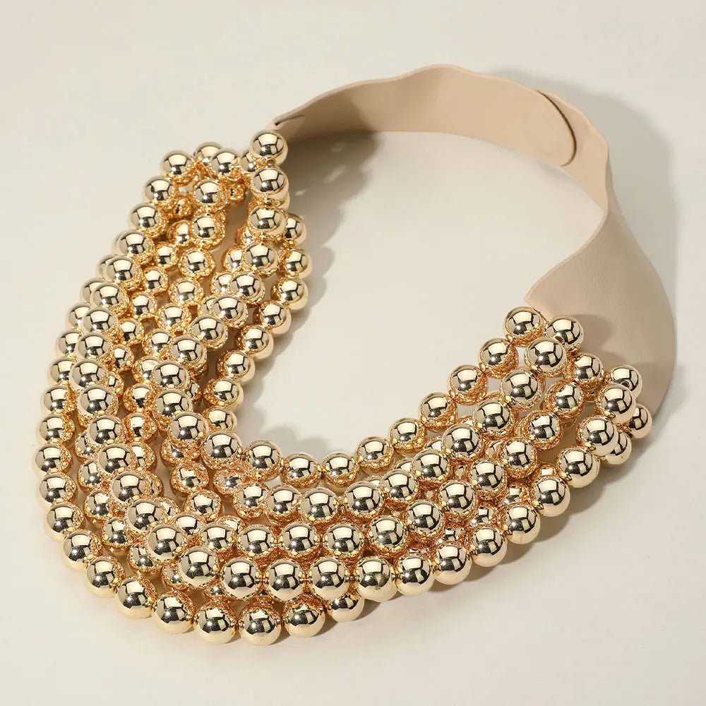 Chunky Acrylic Bead Layered Faux Leather Magnetic Necklace - Blissful Boutique