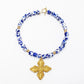 Cobalt Blue and White African Glass with Kait Cross - Blissful Boutique