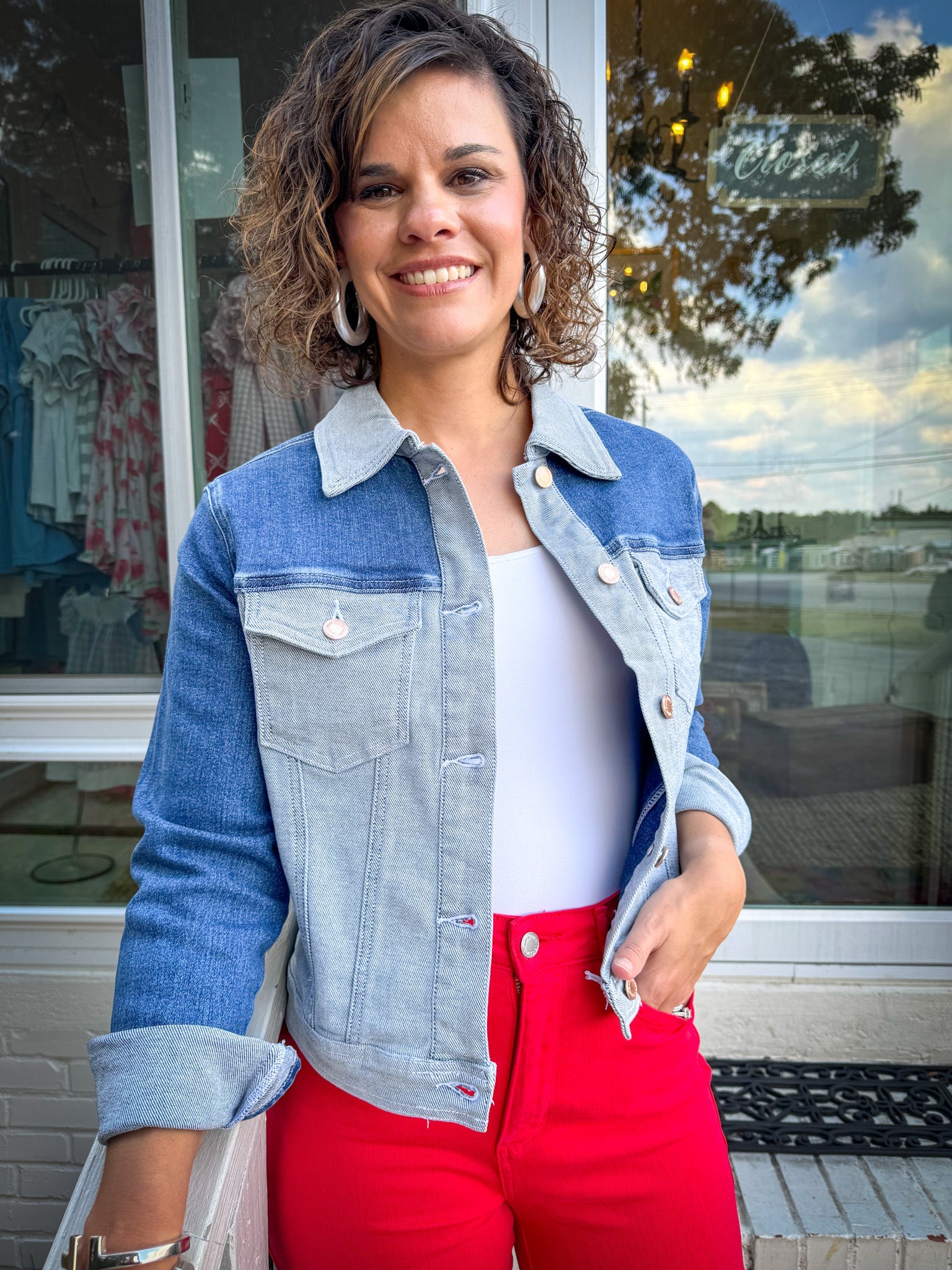 Color Block Denim Jacket - Blissful Boutique