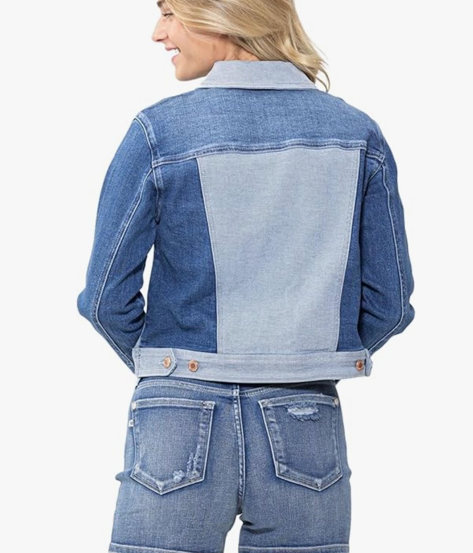Color Block Denim Jacket - Blissful Boutique