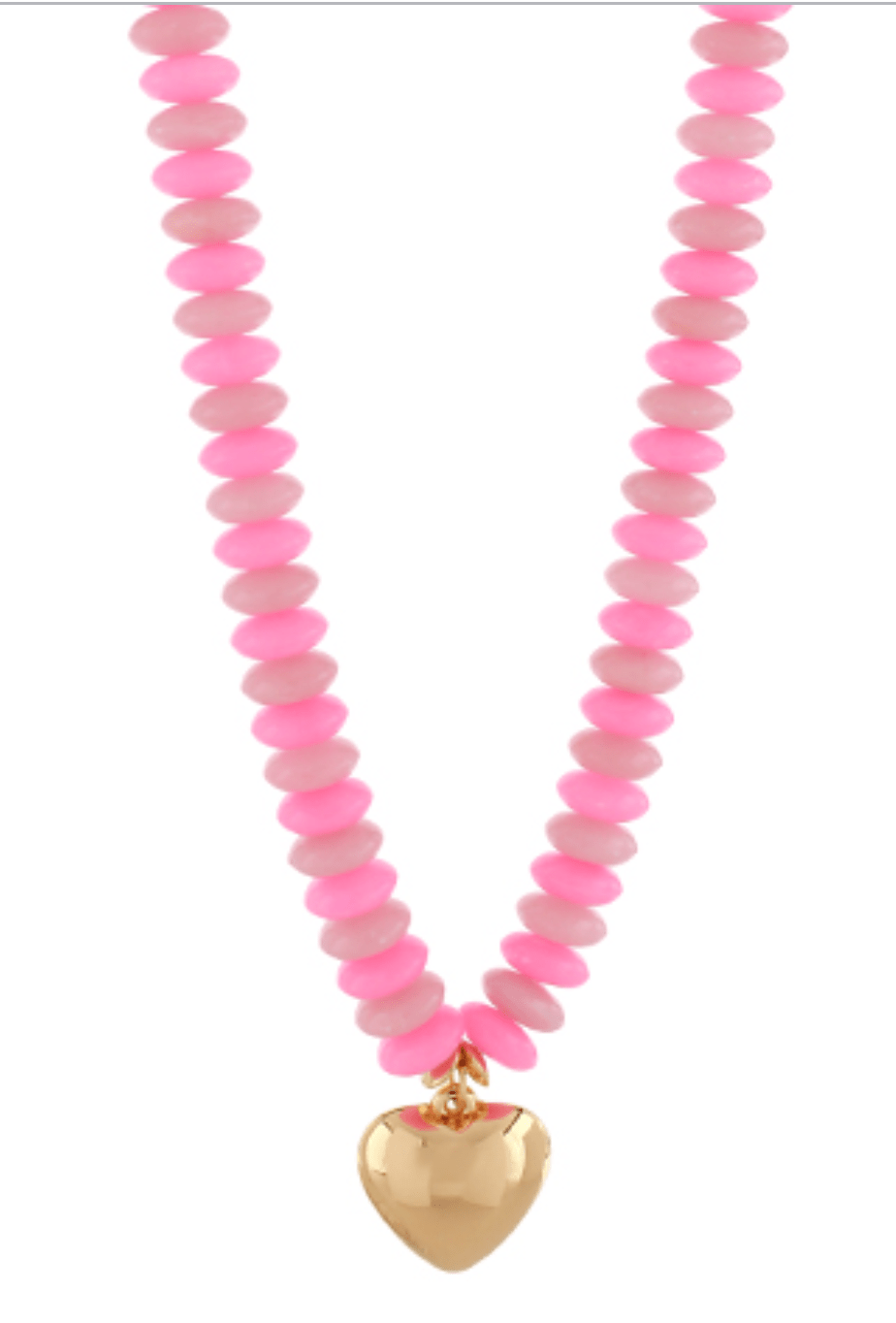 Color Wide Beaded Puffy Heart Necklace - Blissful Boutique