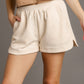 Criss Cross Jacquard Shorts with Pleats, Elastic Waistband & Curved Hem - Blissful Boutique