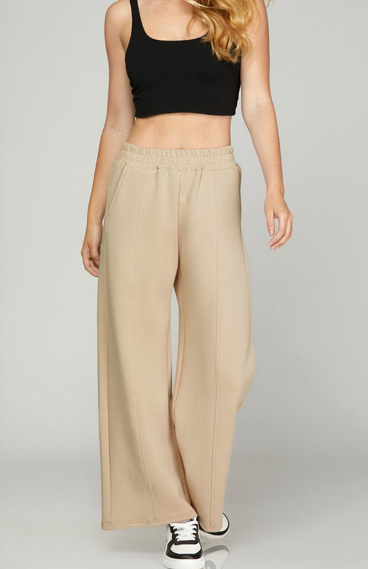 ELASTIC SCUBA KNIT LONG PANTS - Blissful Boutique