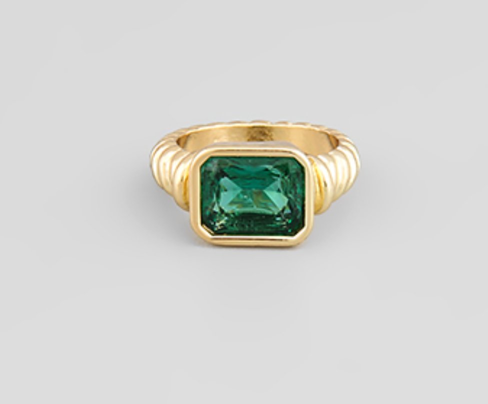 emerald glass textured ring - Blissful Boutique