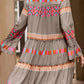 Ethnic Print Button Ruffle Dress - Blissful Boutique