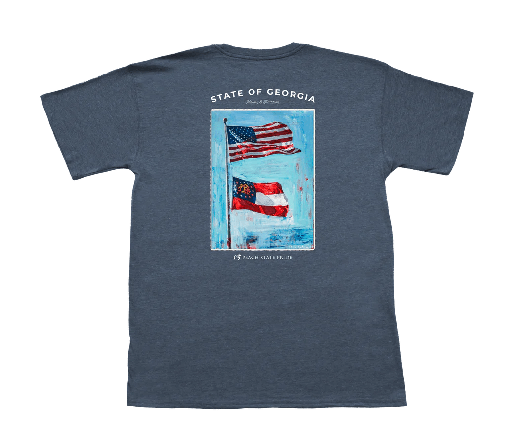 Flags Over Georgia Short Sleeve Pocket Tee - Blissful Boutique