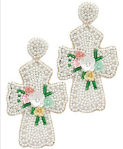 Floral Cross Earrings - Blissful Boutique