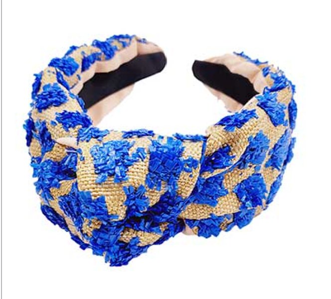 Floral Pattern Raffia Headband - Blissful Boutique