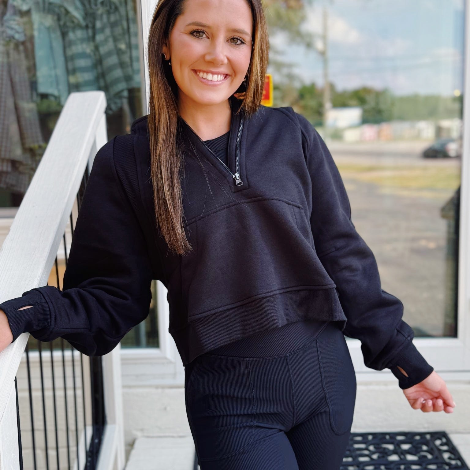 French Terry Cropped Hoodie Jacket - Blissful Boutique