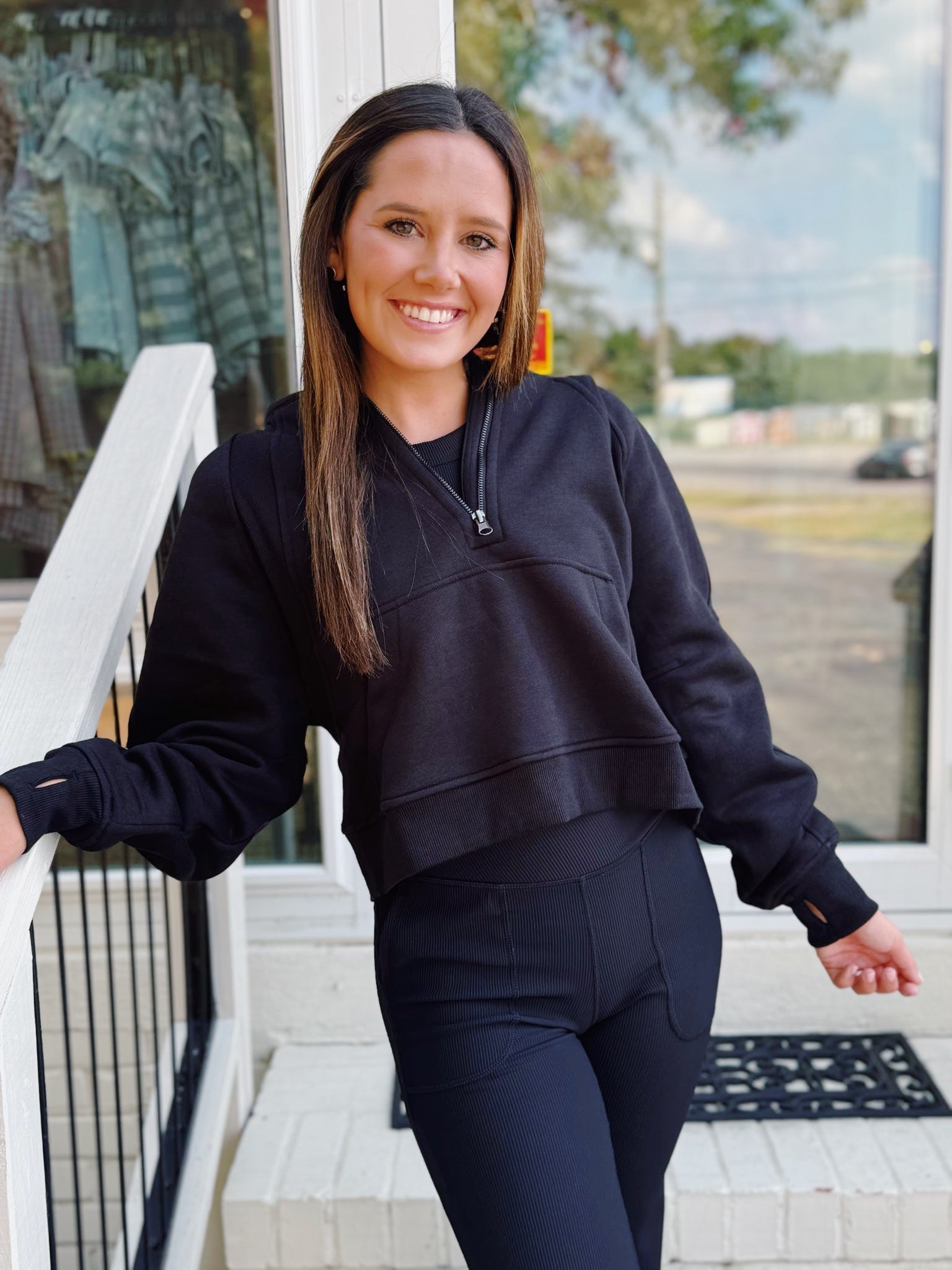 French Terry Cropped Hoodie Jacket