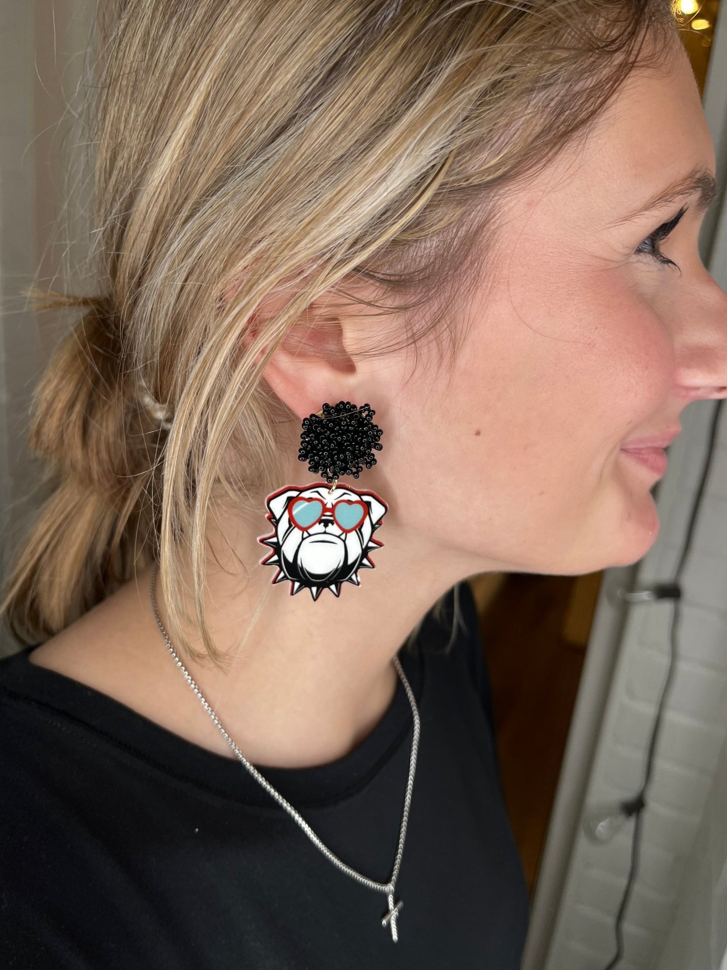 Georgia Bulldog Beaded Earrings - Blissful Boutique