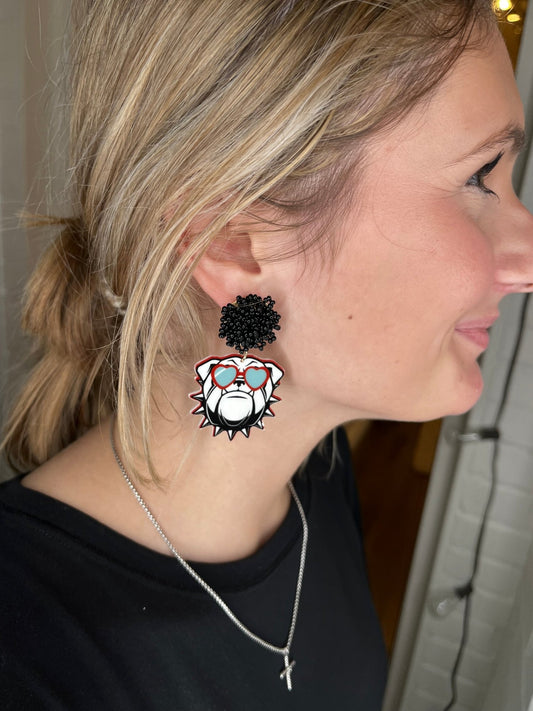 Georgia Bulldog Beaded Earrings - Blissful Boutique