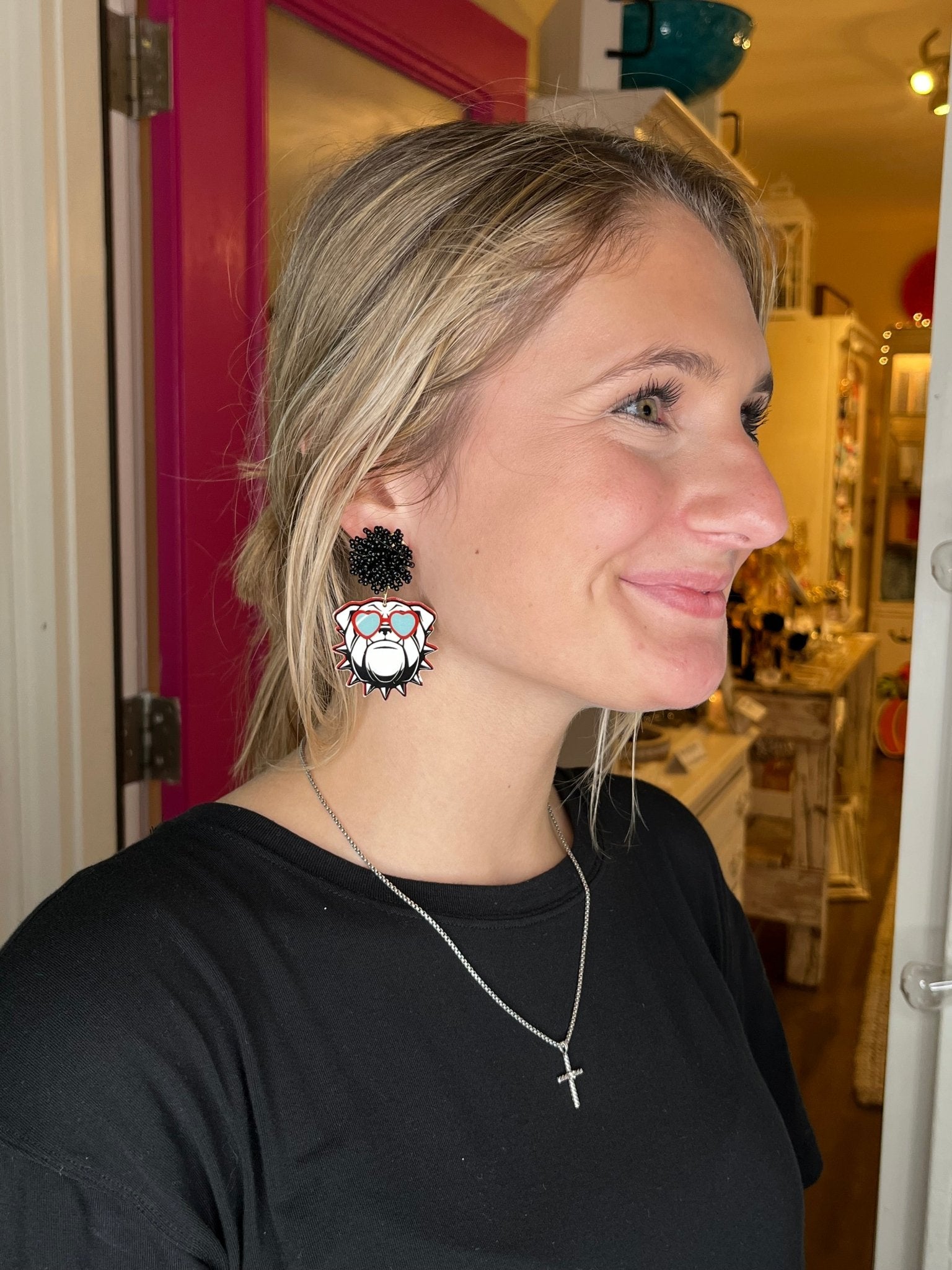 Georgia Bulldog Beaded Earrings - Blissful Boutique