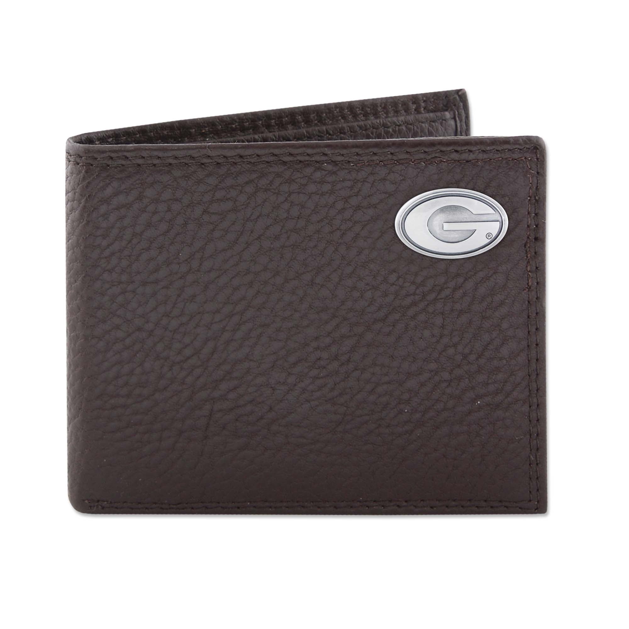 Georgia Bulldogs Pebble Grain Leather Bi - Fold Concho Wallet - Blissful Boutique