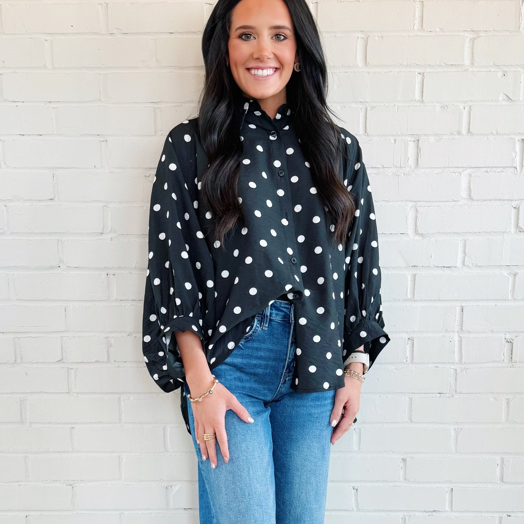 Gianna Polka Dot Top - Blissful Boutique