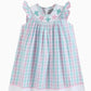 Gingham Turtle Smocked Bishop Dress - Blissful Boutique