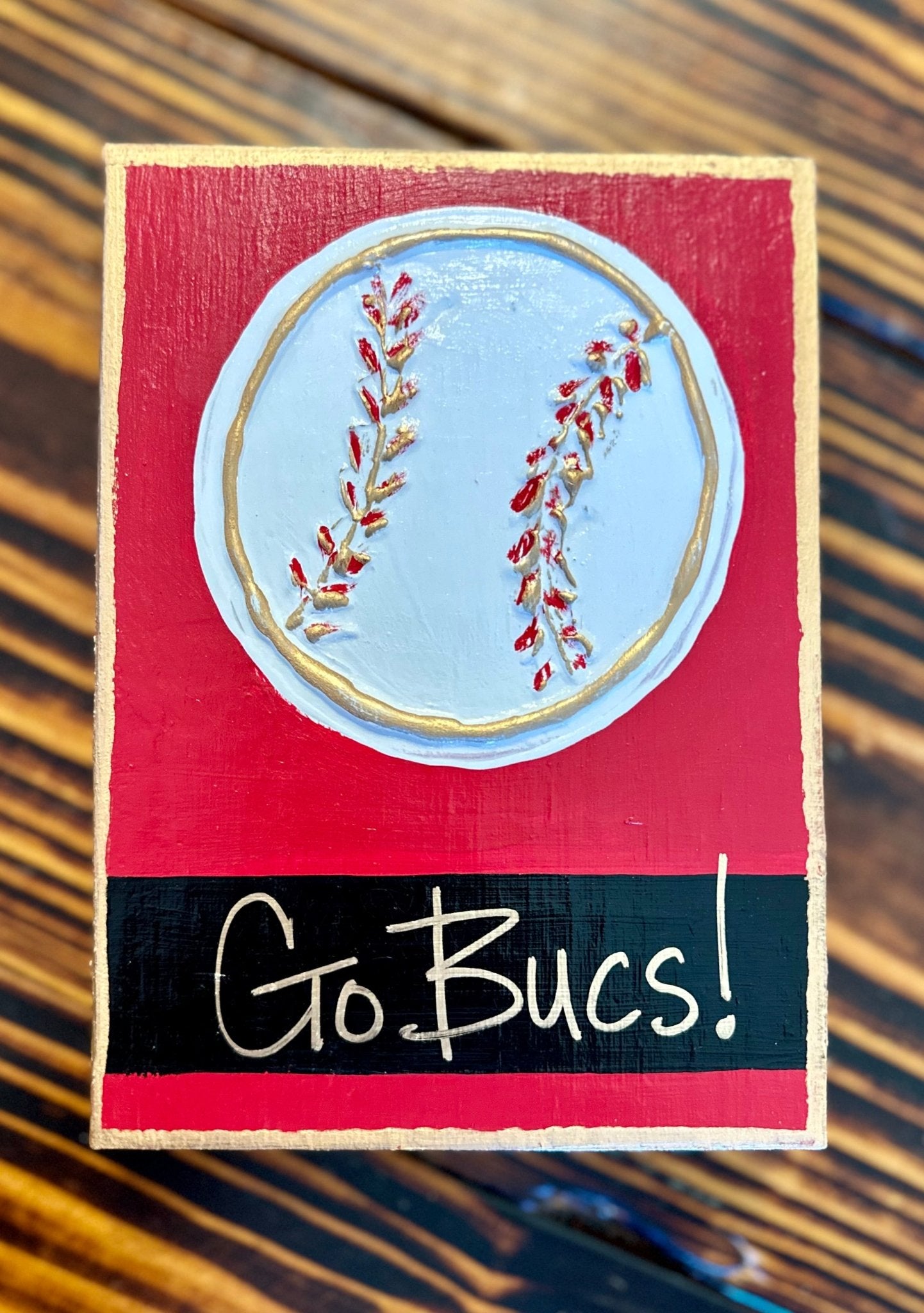 'Go Bucs' Baseball Wood Panel - Blissful Boutique