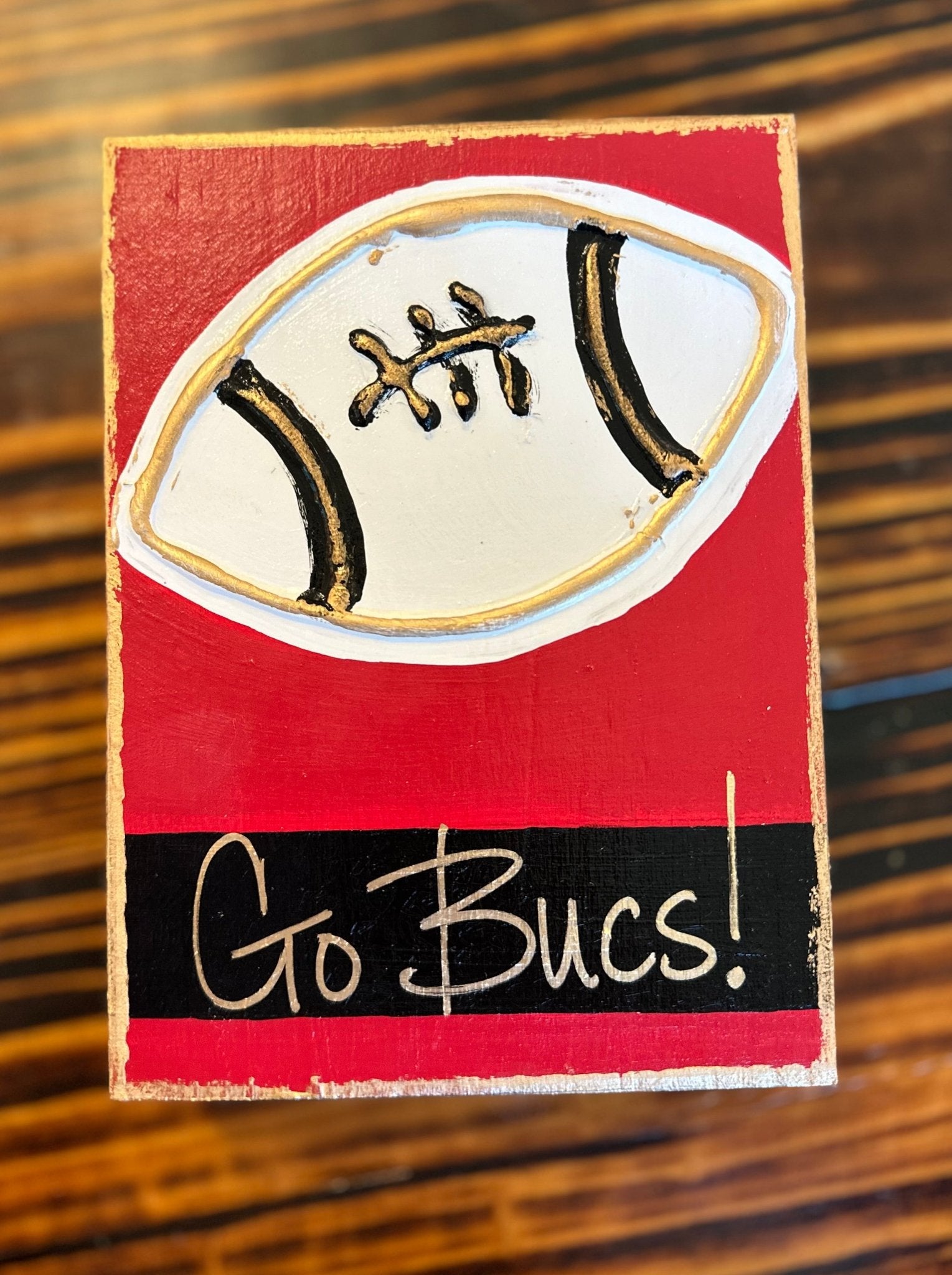 'Go Bucs' Football Wood Panel - Blissful Boutique