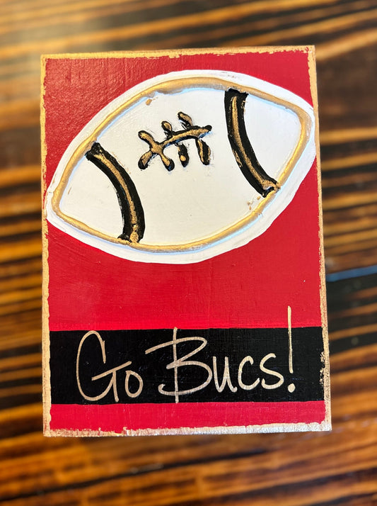 'Go Bucs' Football Wood Panel - Blissful Boutique