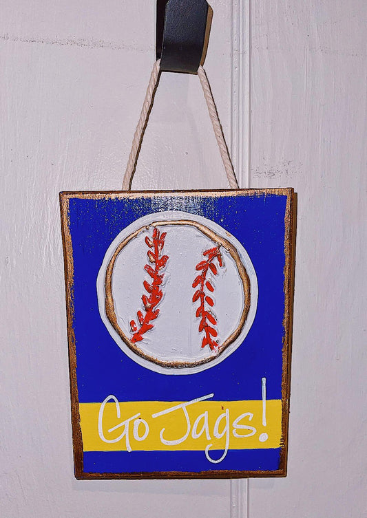 'Go Jags!' Baseball Wood Panel - Blissful Boutique