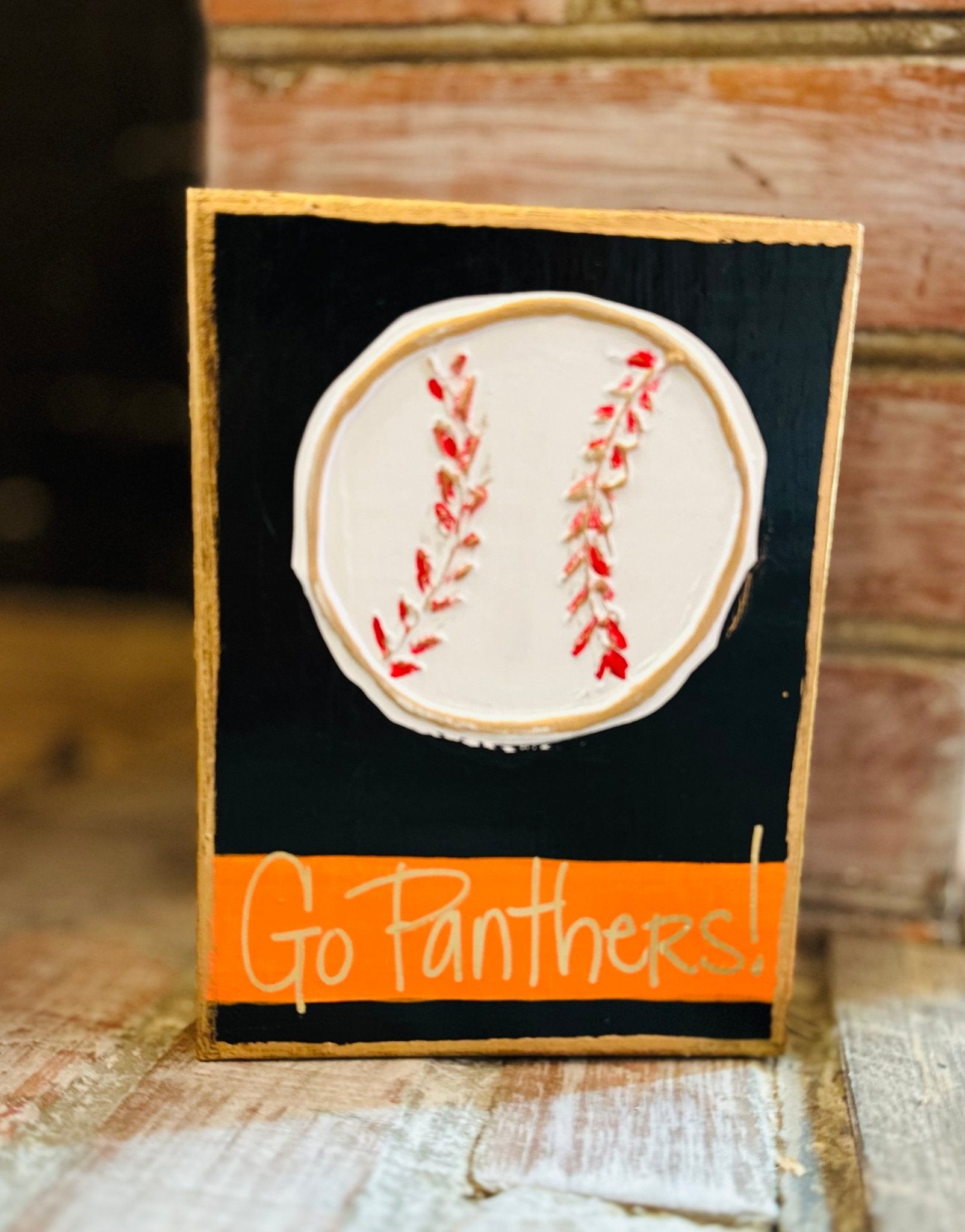 'Go Panthers' Baseball Wood Panel - Blissful Boutique