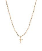 Gold Cross & Stone Beaded Necklace - Blissful Boutique