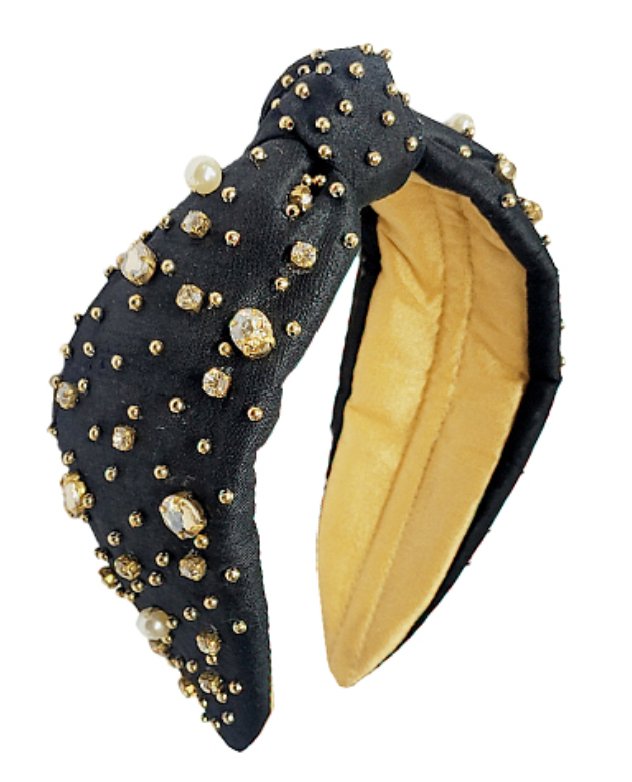 Gold Detailed Black Headband - Blissful Boutique