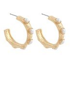 Gold Pearl Station Hoops - Blissful Boutique