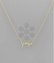 Gold State Name Necklace - Blissful Boutique