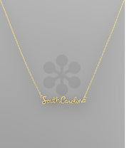 Gold State Name Necklace - Blissful Boutique