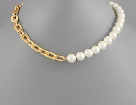 Half Pearl Necklace - Blissful Boutique