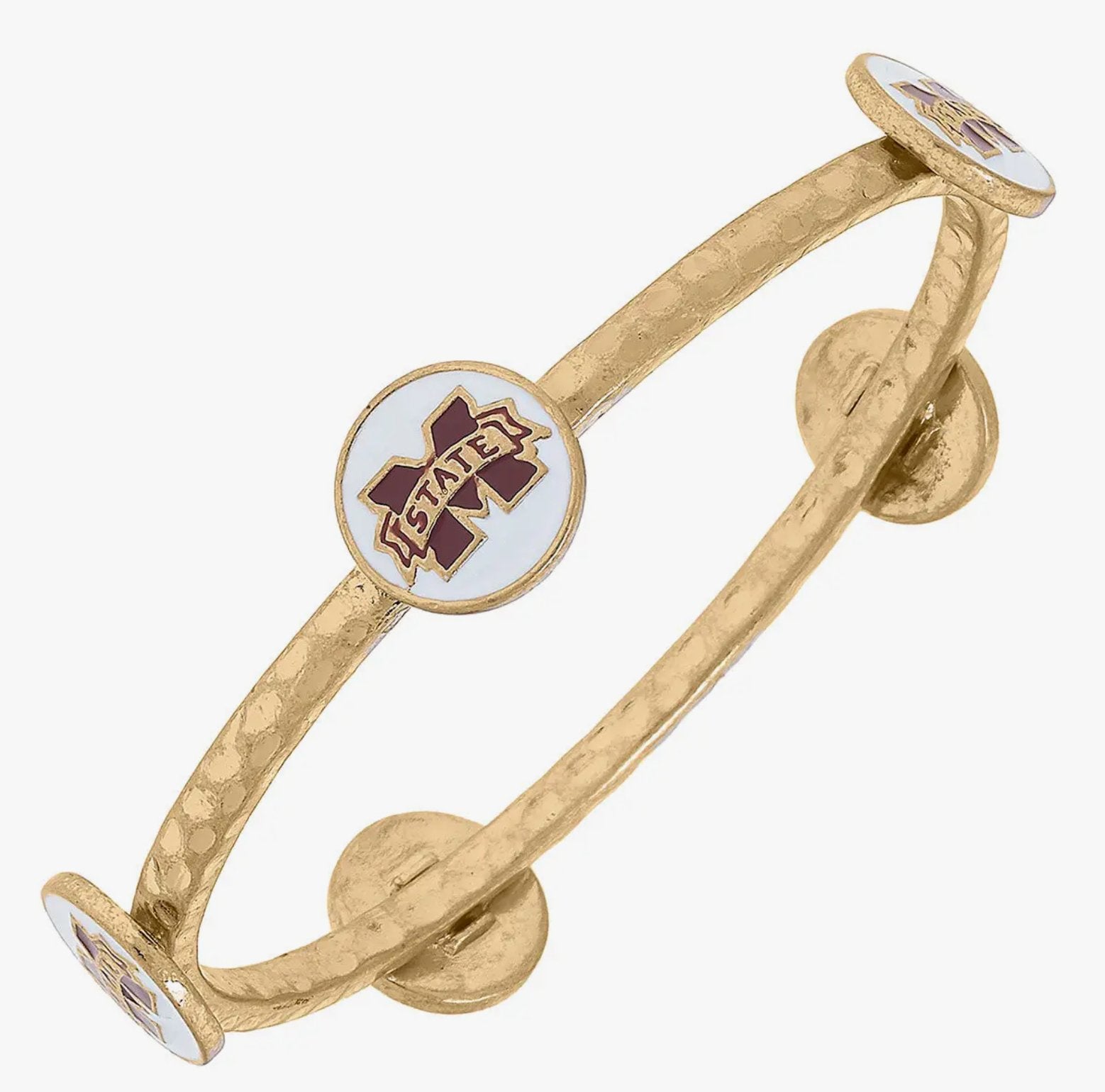 Hammered Gold Bangles with College Enamel Emblem - Blissful Boutique