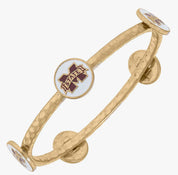 Hammered Gold Bangles with College Enamel Emblem - Blissful Boutique