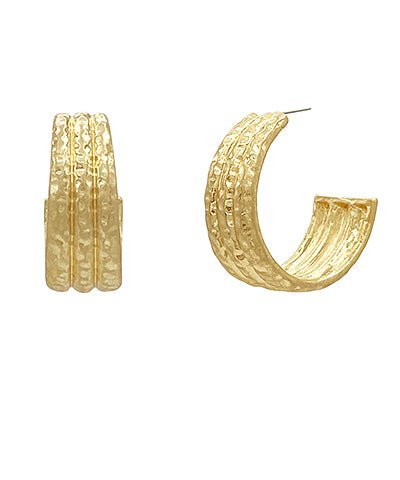 Hammered Triple Row Hoops - Blissful Boutique