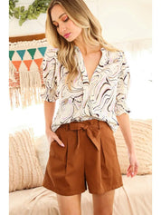 High - Rise Waist Tie Shots - Blissful Boutique