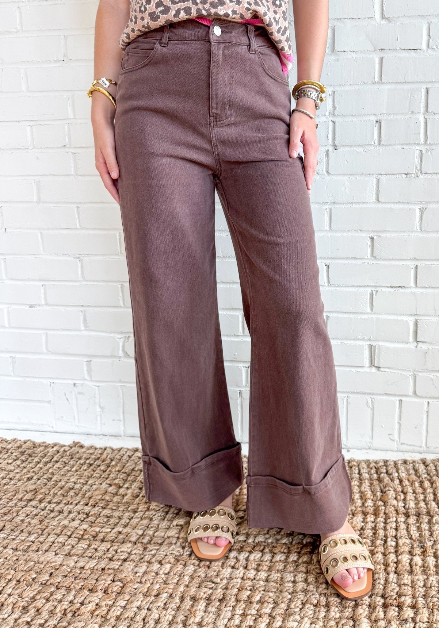 High Rise Wide Leg Denim Pants - Blissful Boutique