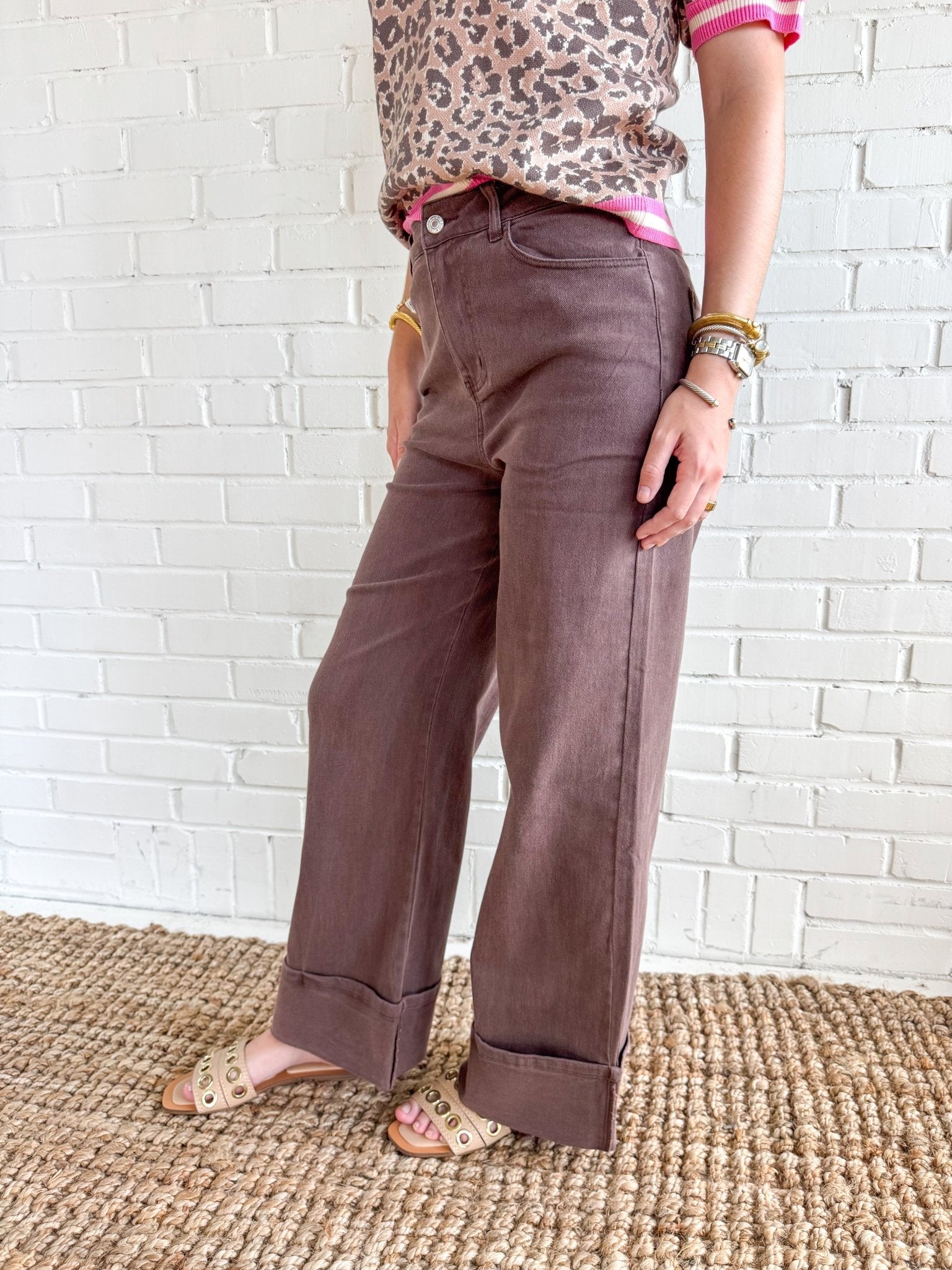 High Rise Wide Leg Denim Pants - Blissful Boutique