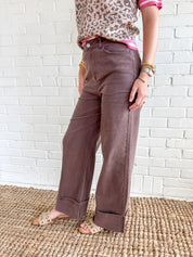High Rise Wide Leg Denim Pants - Blissful Boutique
