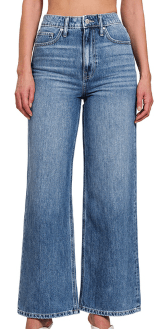 High Waist Wide Leg Straight Denim Pants - Blissful Boutique