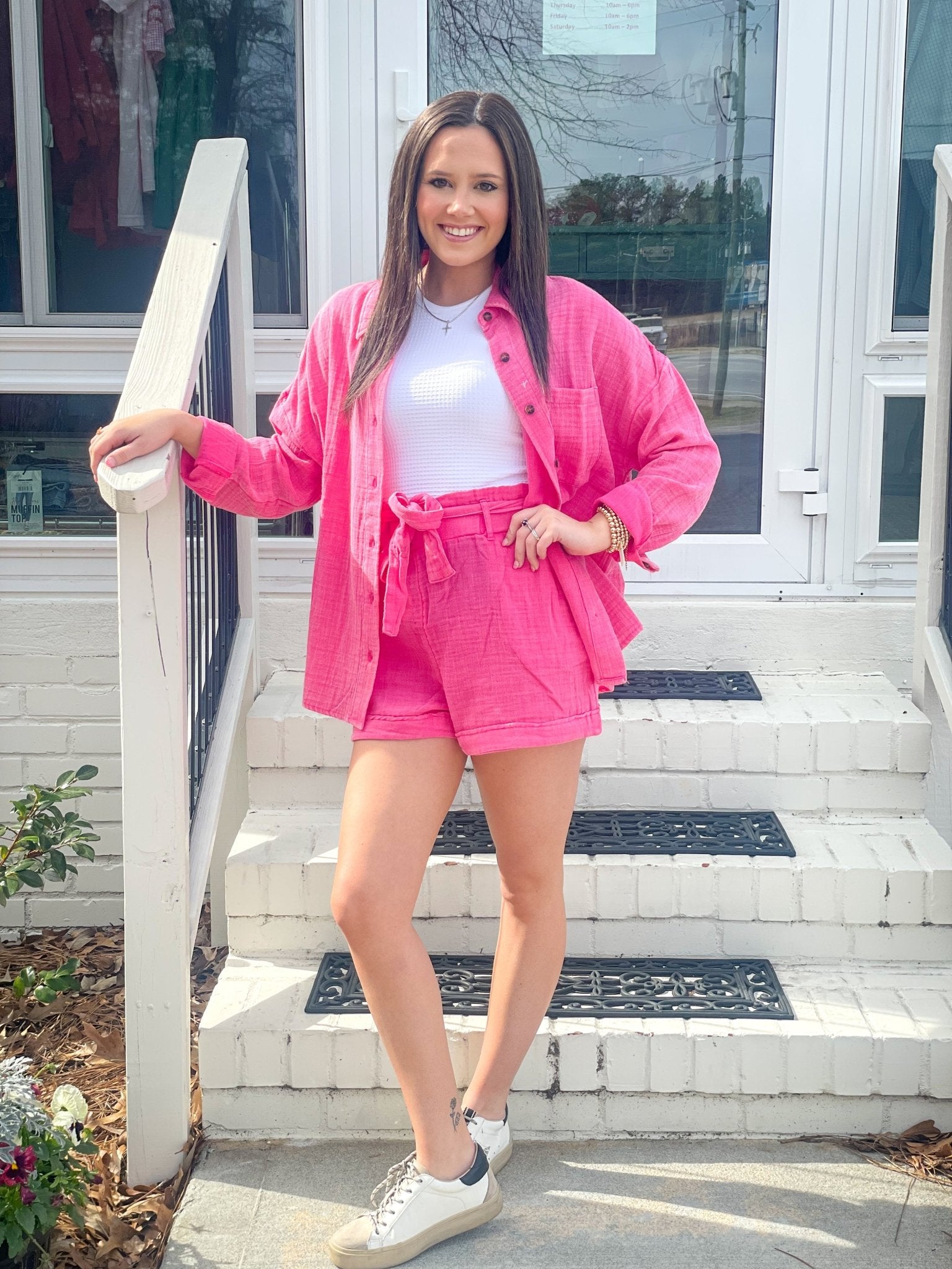 Hot Pink Gauze Shorts - Blissful Boutique