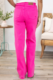 Judy Blue Garment Dyed 90's Straight Jeans/Hot Pink - Blissful Boutique