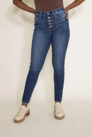 Judy Blue Hi Rise Button Fly Skinny - Blissful Boutique