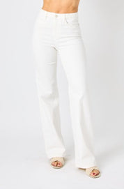 Judy Blue High Waist Wide Leg Jeans White - Blissful Boutique