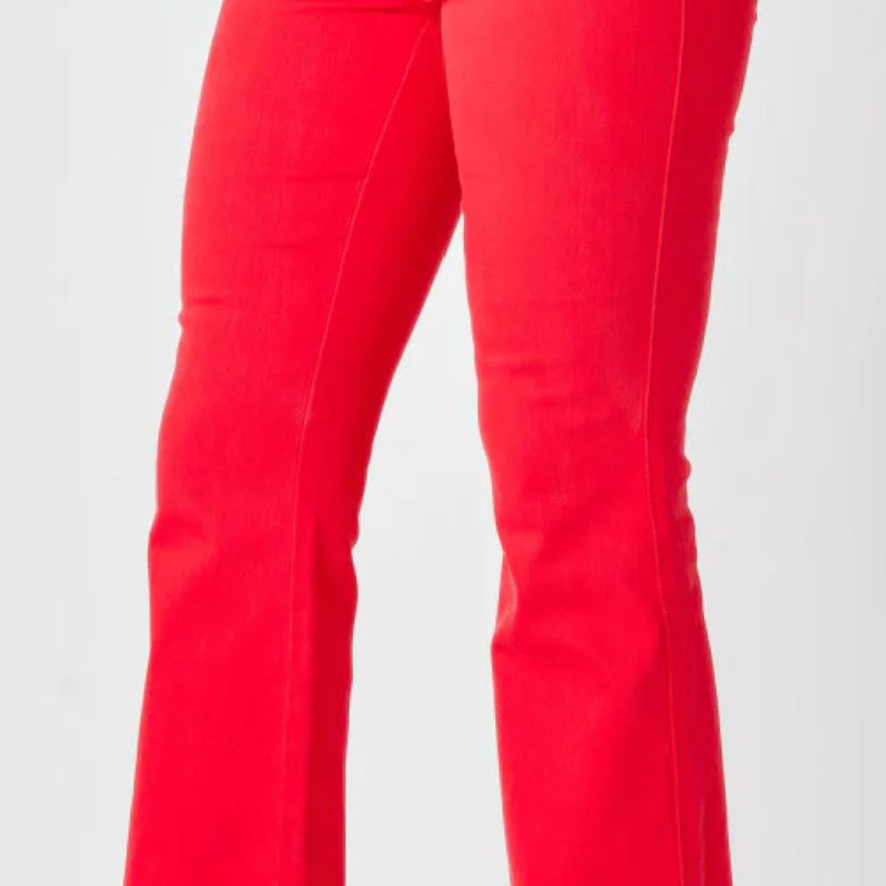 Judy Blue HW Tummy Control Garment Dyed Flare - Blissful Boutique