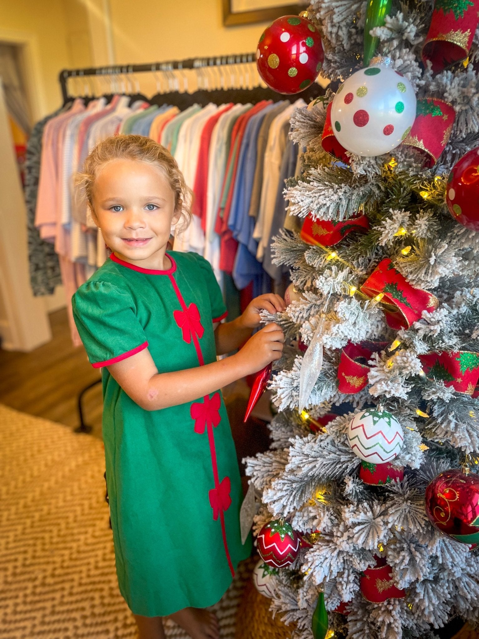 Kids’ Christmas Bow A - Line Dress - Blissful Boutique