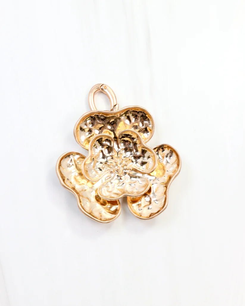 Large Hammered Flower Charm - Blissful Boutique