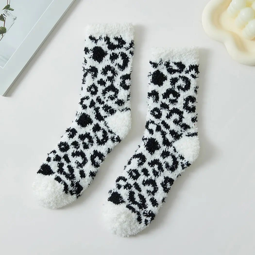 Leopard Fuzzy Socks - Blissful Boutique