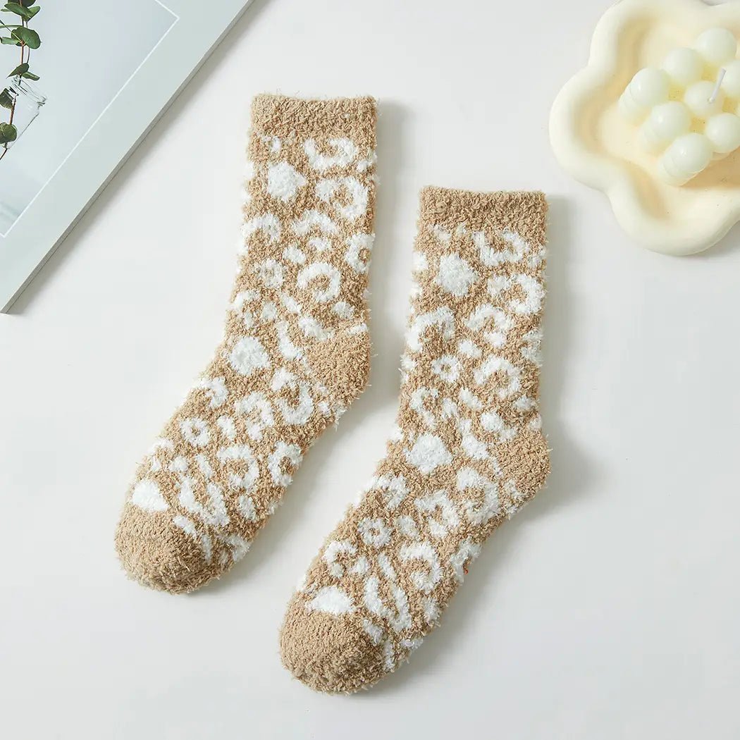 Leopard Fuzzy Socks - Blissful Boutique