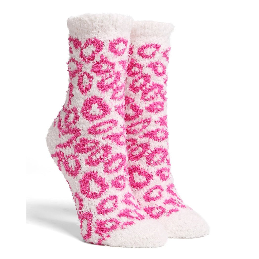 Leopard Mini Crew Fuzzy Winter Socks - Blissful Boutique